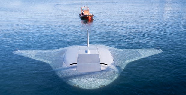 The Manta Ray on the surface using test dives off the coast of Southern California.