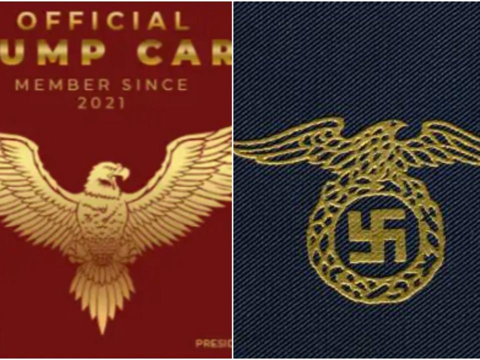 Trump Card, left, and Nazi-era Reichsadler, right.