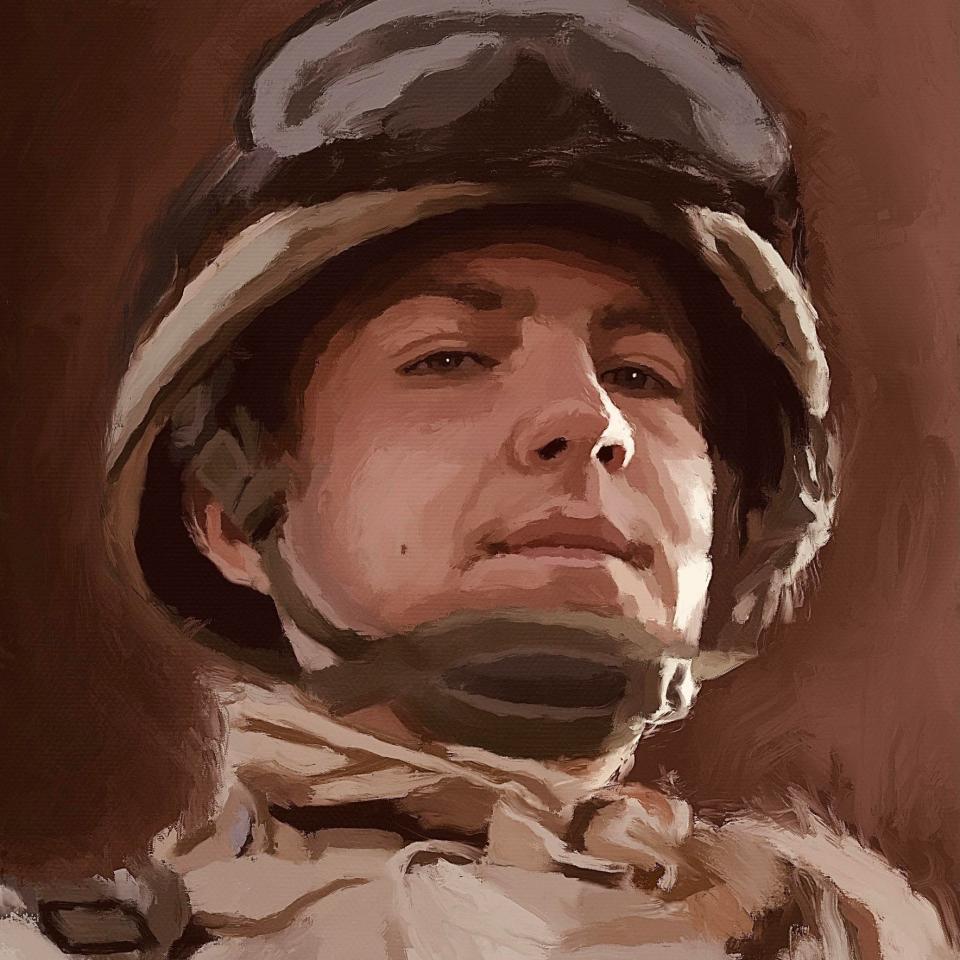 Lance Corporal Kieron Hill from 2nd Battalion The Mercian Regiment, as painted by Kev Wills