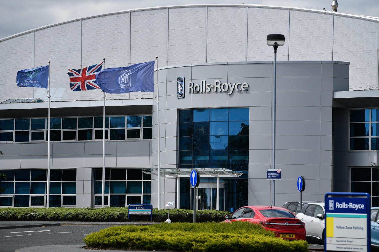 INCHINNAN, SCOTLAND - JUNE 11: A general view of the Rolls Royce Inchinan factory on June 11, 2020 in Inchinnan, Scotland. Jet engine manufacturer Rolls-Royce is expected to cut 20% of it's workforce, including 700 jobs at the Inchinnan plant, following a sharp decline in business as a result of the coronavirus outbreak. (Photo by Jeff J Mitchell/Getty Images)