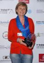 DUBAI, UNITED ARAB EMIRATES - DECEMBER 16: Jane Williams with the Make A DIFFerence award during the Closing Ceremony on day eight of the 9th Annual Dubai International Film Festival held at the Madinat Jumeriah Complex on December 16, 2012 in Dubai, United Arab Emirates. (Photo by Andrew H. Walker/Getty Images for DIFF)