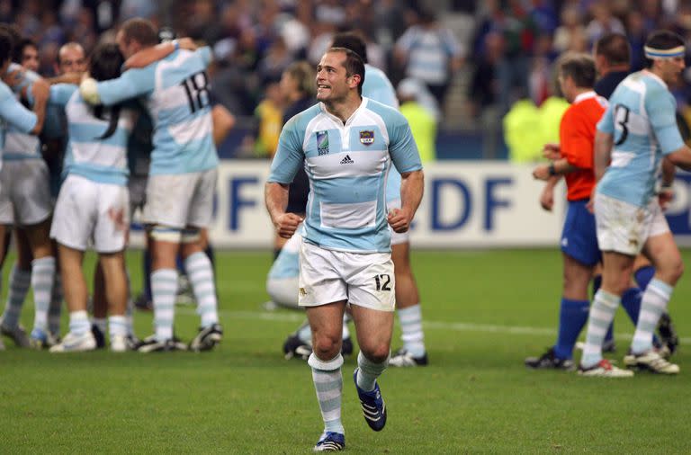 Felipe Conteponi celebra el triunfo de los Pumas vs. Francia en 2007, con el que los Pumas lograron el tercer puesto