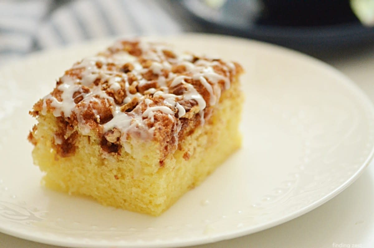 <p>Finding Zest</p><p>This cinnamon roll coffee cake works great for a Mother's Day brunch or dessert option. What mom can resist?</p><p><strong>Get the recipe: <a href="https://www.findingzest.com/cinnamon-roll-coffee-cake/" rel="nofollow noopener" target="_blank" data-ylk="slk:Cinnamon Roll Coffee Cake;elm:context_link;itc:0;sec:content-canvas" class="link rapid-noclick-resp">Cinnamon Roll Coffee Cake</a></strong></p>