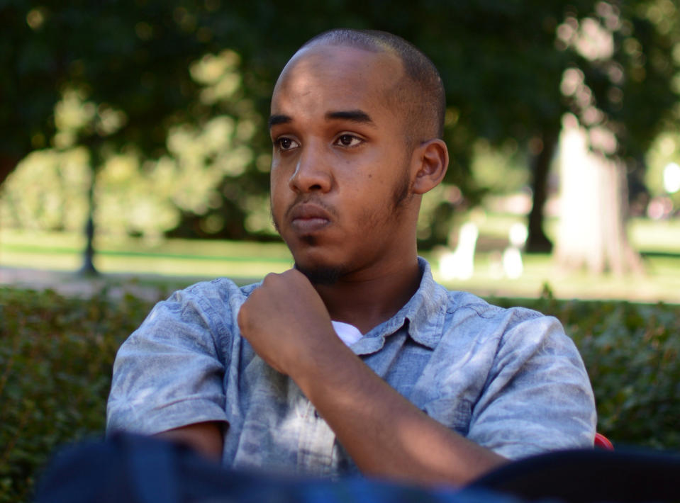Abdul Razak Artan, a third-year student in logistics management, sits on the Oval in an August 2016 photo provided by The Lantern, student newspaper of Ohio State University in Columbus, Ohio, U.S. on November 28, 2016. Courtesy of Kevin Stankiewicz for The Lantern/Handout via REUTERS ATTENTION EDITORS - THIS IMAGE WAS PROVIDED BY A THIRD PARTY. THIS IMAGE WAS PROCESSED BY REUTERS TO ENHANCE QUALITY, AN UNPROCESSED VERSION WILL BE PROVIDED SEPARATELY EDITORIAL USE ONLY. NO ARCHIVES. NO SALES. MANDATORY CREDIT. TPX IMAGES OF THE DAY
