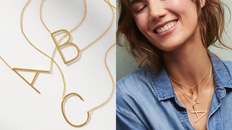 Best gifts for teen girls: Anthropologie monogram necklace