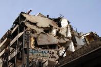 A destroyed building in the northern city of Aleppo on November 6, 2013