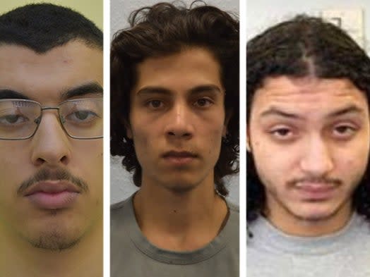 Hashem Abedi, Ahmed Hassan and Muhammed Saeed were all charged with attacking a prison officer inside a high-security jailMetropolitan Police