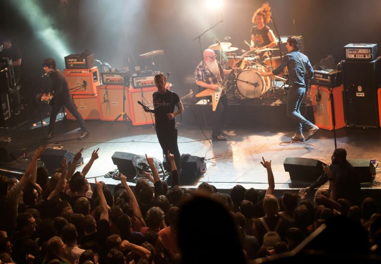 Eagles of Death Metal on stage on November 13, 2015 at the Bataclan in Paris, shortly before the attacks