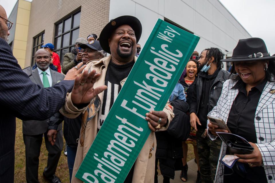 George Clinton, founder of Parliament Funkadelic, celebrates his 80th birthday at Second Street Youth Center, where a section of Plainfield Avenue has been named Parliament Funkadelic Way.