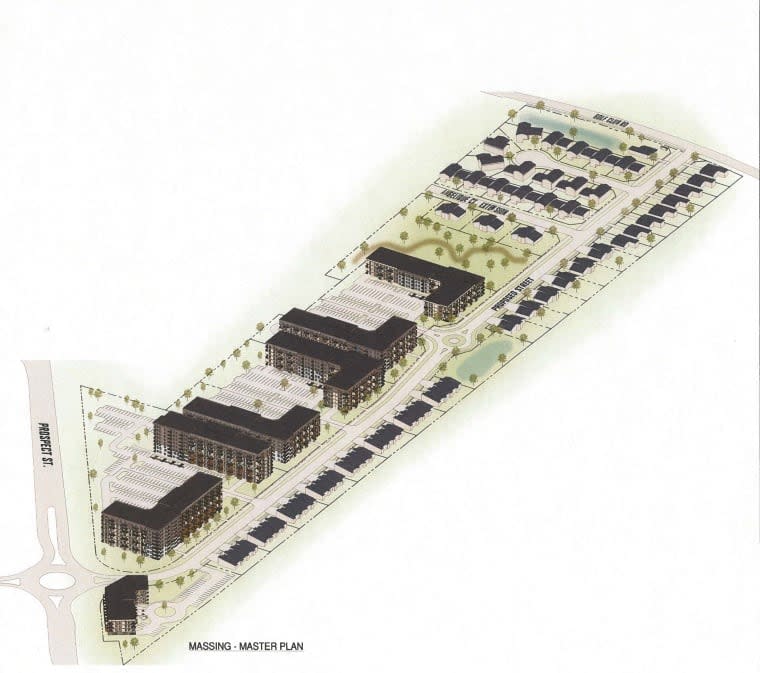 Cedar Valley Investments' proposal would see apartment buildings constructed on the southern two-thirds of the property, with townhouses and detached homes on the northern and eastern sides of the property.