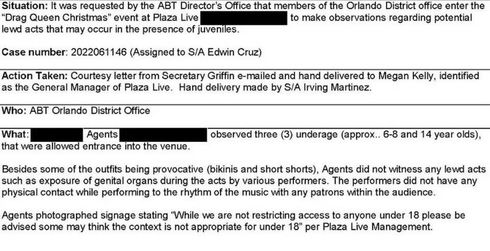 An incident report from undercover state agents shows they observed nothing ‘lewd’ at a drag show in Orlando last year where children were present.