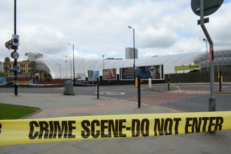 A police cordon surrounds Manchester Arena following a terror attack as a suicide bomber targetted fans leaving a pop concert by Ariana Grande