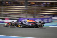 Red Bull driver Max Verstappen of the Netherlands steers his car during the Formula One Saudi Arabian Grand Prix at the Jeddah Corniche Circuit, in Jedda, Saudi Arabia, Saturday, March 9, 2024. (AP Photo/Darko Bandic)