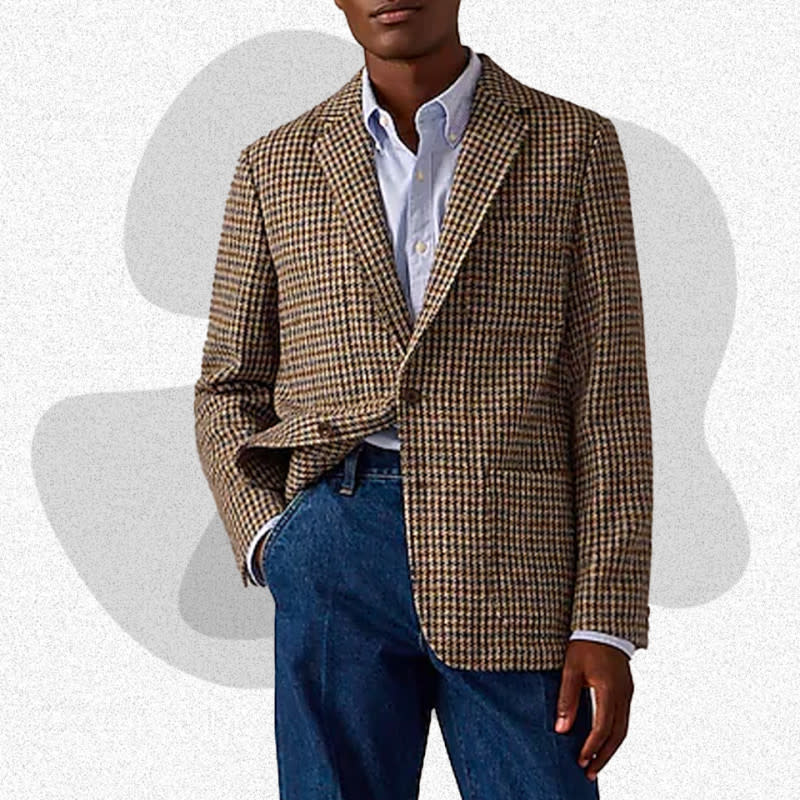 <p>Courtesy of J.Crew</p><p>Calling all budding literature professors. While a stack of books from the English canon might be the most important accessory, a tweed blazer might be number two. J.Crew’s heritage-focused Wallace & Barnes label gets the details right; it’s cut from Scottish Harris tweed wool and has a roomy, classic fit with casual patch pockets and functional cuff buttons. Lean into the Indiana Jones vibe with a pair of wide-fit khakis or keep it modern with a pair of dark dress pants.</p><p>[$498; <a href="https://go.skimresources.com?id=106246X1712071&xs=1&xcust=mj-falljackets-jzavaleta-080423-update&url=https%3A%2F%2Fwww.jcrew.com%2Fp%2Fmens%2Fcategories%2Fclothing%2Fblazers%2Fcasual-blazers%2Fwallace-amp-barnes-blazer-in-scottish-wool%2FBQ480%3F" rel="noopener" target="_blank" data-ylk="slk:jcrew.com;elm:context_link;itc:0;sec:content-canvas" class="link ">jcrew.com</a>]</p>