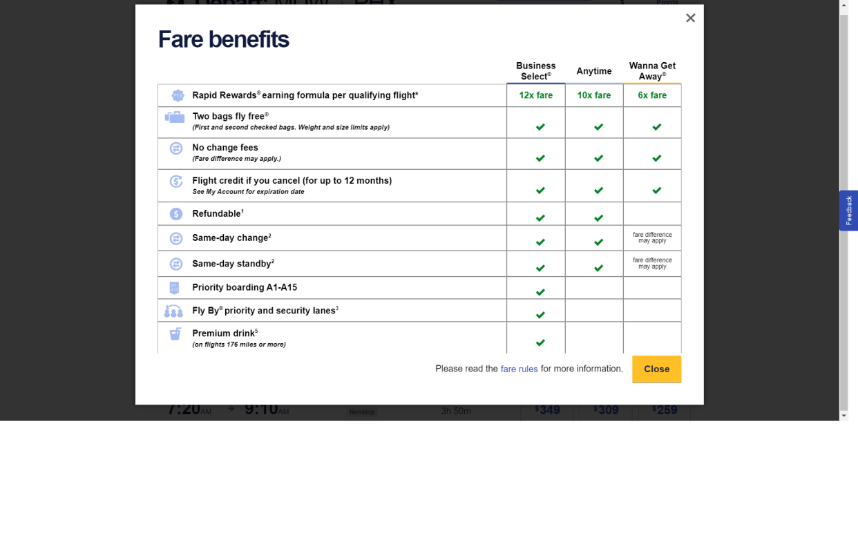 Southwest Airlines currently has three fare types, with different benefits for each.