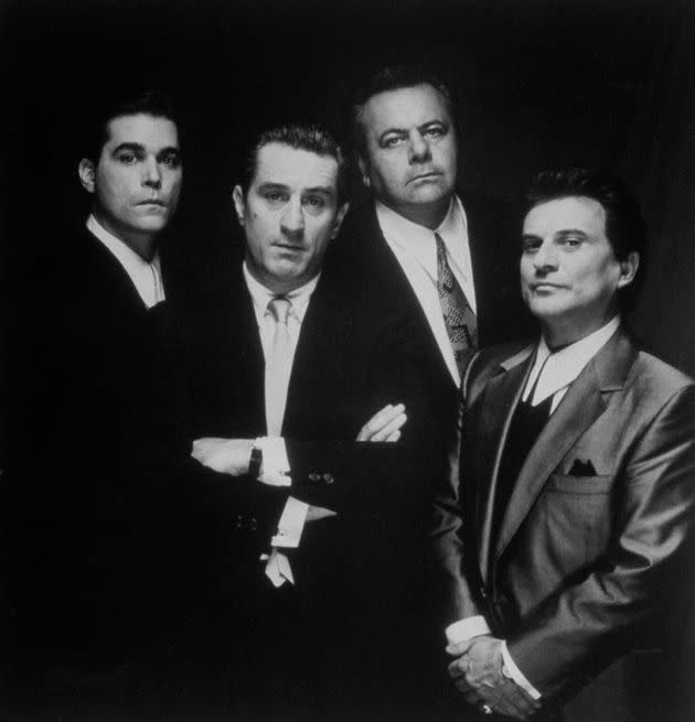 Ray Liotta with Goodfellas co-stars Robert De Niro, Paul Sorvino, & Joe Pesci (Photo: Dirck Halstead via Getty Images)