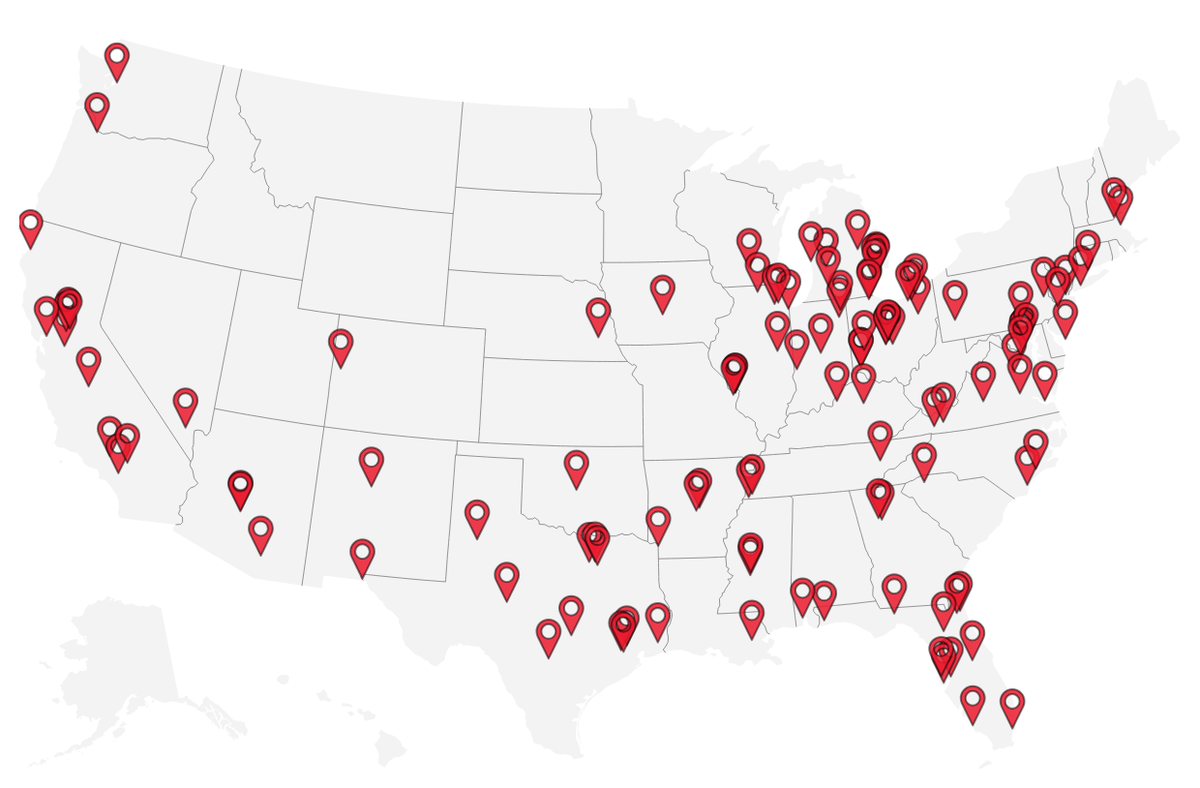 Sex trafficking victims have named 118 different Red Roof Inn hotels across 40 states as locations where they alleged they were trafficked. The claims have not been independently verified. (Alicja Hagopian / The Independent )