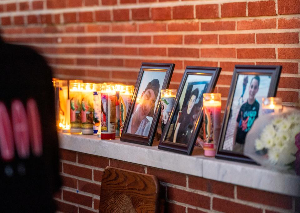 Family and friends of Peter Romano, the 14 year-old who was fatally shot on Halloween, hold a vigil for him at 2636 Bristol Pike in Bensalem on Thursday, Nov. 2, 2023.

[Daniella Heminghaus | Bucks County Courier Times]
