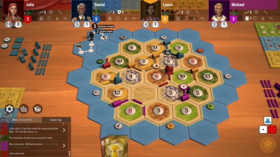 Best browser games: Catan Online - board game pieces on a virtual desktop