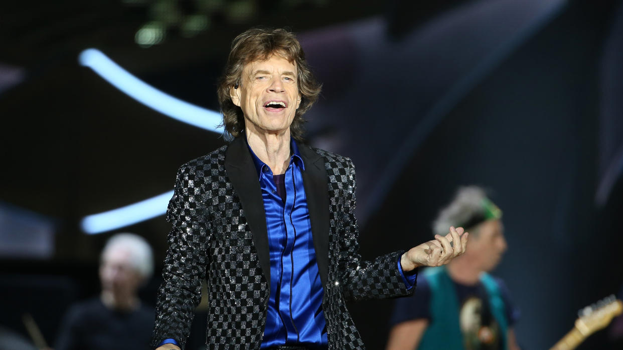 AUCKLAND, NEW ZEALAND - NOVEMBER 22:  Lead Singer Mick Jagger in action as The Rolling Stones perform live at Mt Smart Stadium on November 22, 2014 in Auckland, New Zealand.