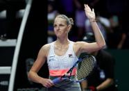 Tennis - WTA Tour Finals - Singapore Indoor Stadium, Singapore - October 22, 2017 Czech Republic's Karolina Pliskova celebrates winning her group stage match with USA's Venus Williams REUTERS/Edgar Su