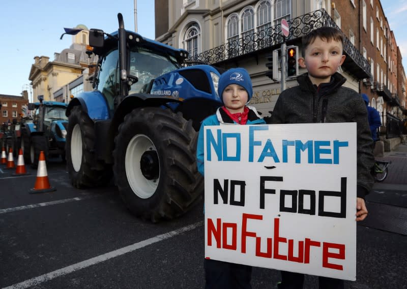 Shauna and Kevin Smith from Cavan protest near Government Buildings in Dublin