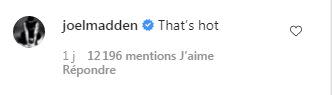 Le commentaire de Joel Madden, époux de Nicole Richie sous sa publication Instagram (Photo: Instagram / @nicolerichie)