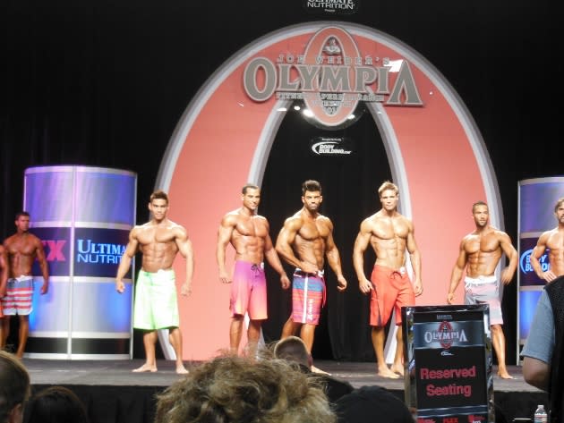 Adrian Tan (in green shorts) is the only Singaporean to ever step up onto the Olympia stage. (Adrian Tan Photo)