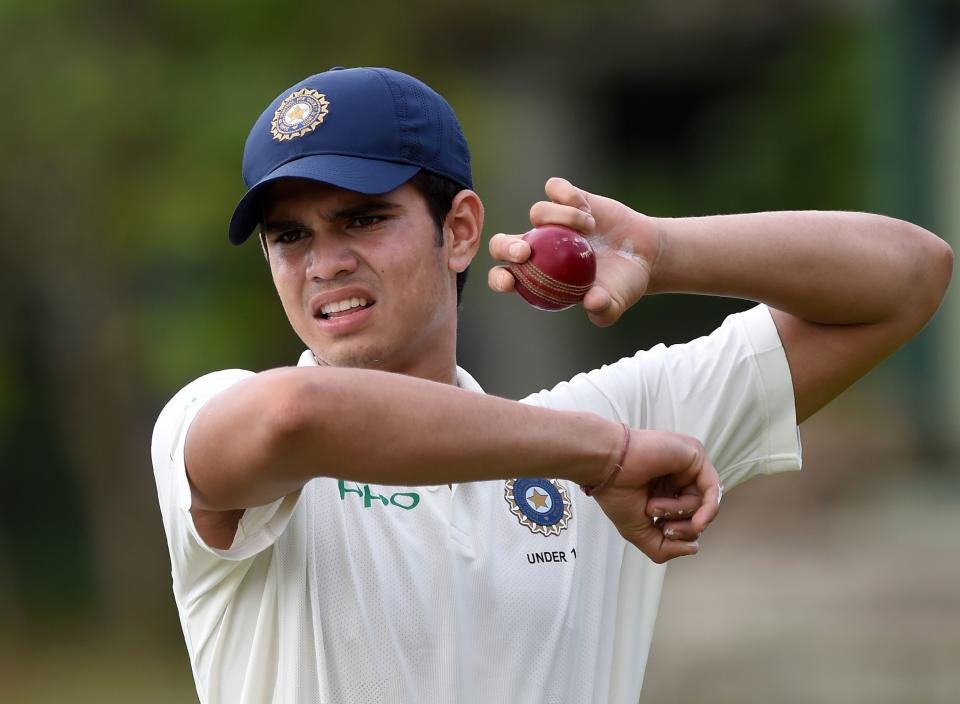 Seen here, Arjun Tendulkar in training with the India under-19 team in 2018. 