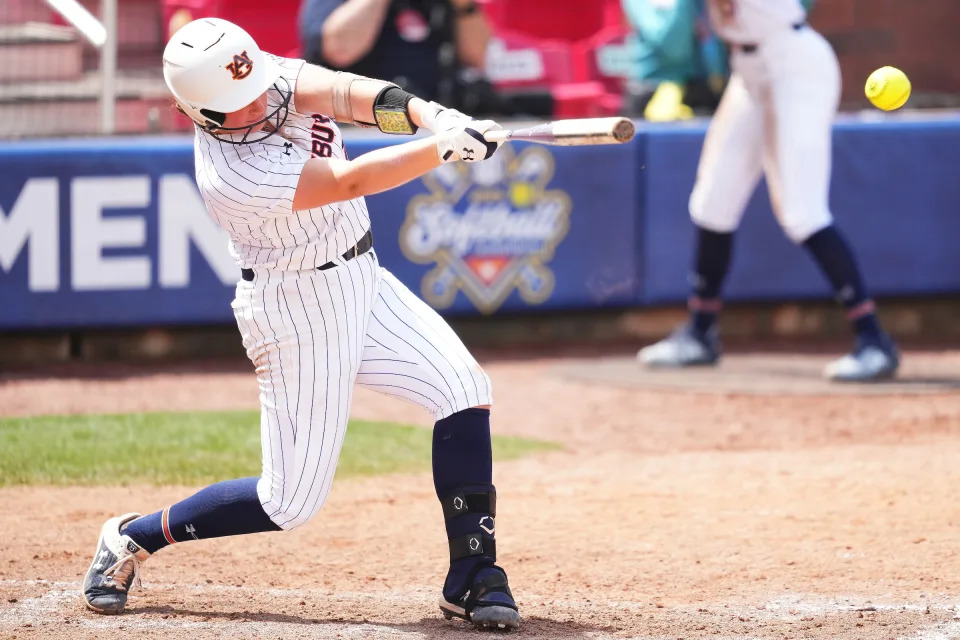 Bri Ellis (77) during the SEC Tournament Quarterfinal game between (11) Ole Miss Rebels and the (3) Auburn Tigers at Bogle Park in Auburn, AL on Thursday, May 11, 2023.<br>Zach Bland/Auburn Tigers