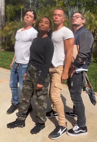 <p>Matthew Lawrence/Instagram</p> Chilli with Matthew Lawrence and his brothers