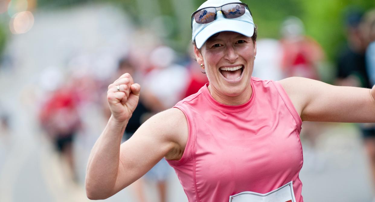 Woman running a marathon