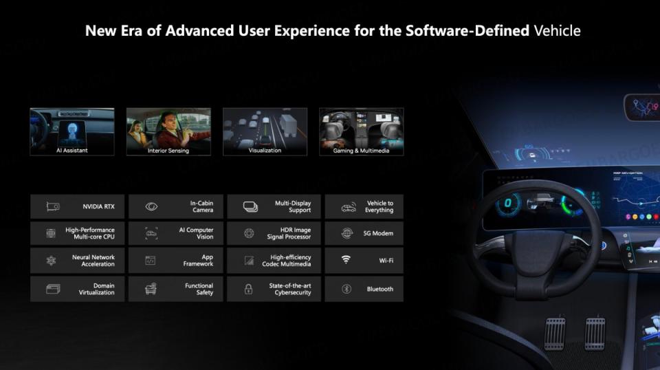 ▲透過聯發科在車載系統連接技術、多媒體處理能力，加上NVIDIA藉由GPU加速運作的人工智慧處理能力，以及車輛自動駕駛技術，將能推動主流至豪華智慧車輛市場發展動能