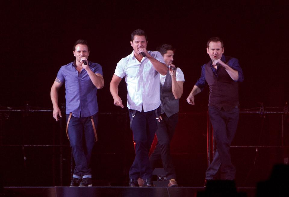 98 Degrees, featuring (left to right) Drew Lachey, Nick Lachey, Jeff Timmons and Justin Jeffre, is scheduled to perform this summer  at the EPCOT Food & Wine Festival in Orlando and at Beaches Turks & Caicos Resort in the Turks and Caicos Islands.