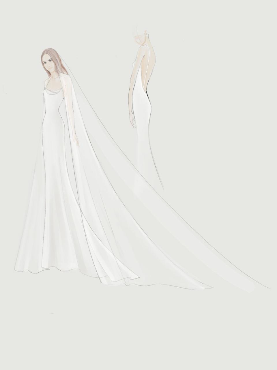 “The dress design process was not long as the wedding plans happened rather quickly,” Vera Wang told Vogue.