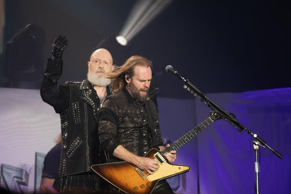 <sup>Judas Priest’s Rob Halford and Andy Sneap at Power Trip (photo: Sean Reiter)</sup>