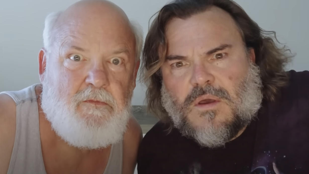  Screenshot of Jack Black and Kyle Gass close-up in Fiber d'Lish commercial. 