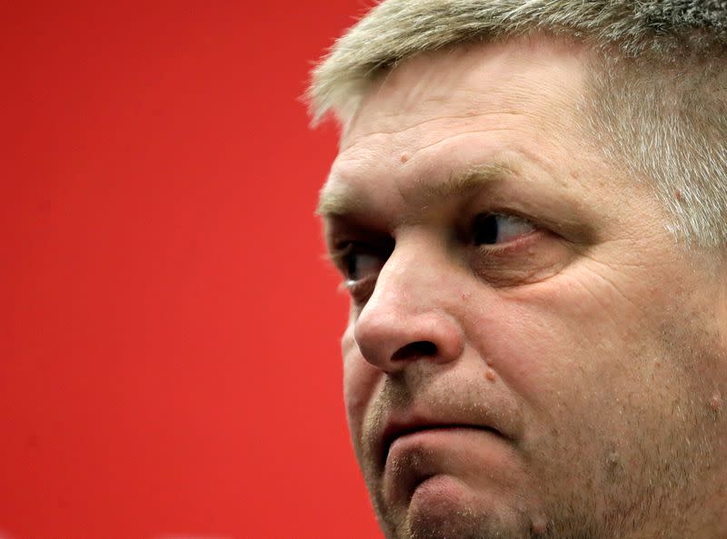 Fico, Chairman of Smer - Social Democracy, attends a news conference in Bratislava