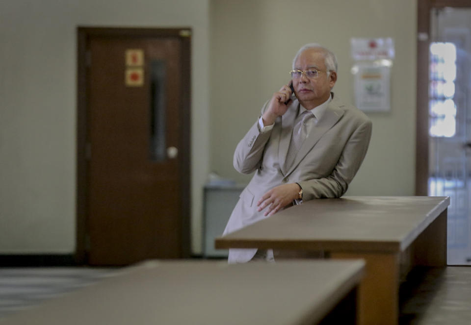 Datuk Seri Najib Razak is pictured at the Kuala Lumpur High Court Complex June 19, 2019. — Picture by Firdaus Latif