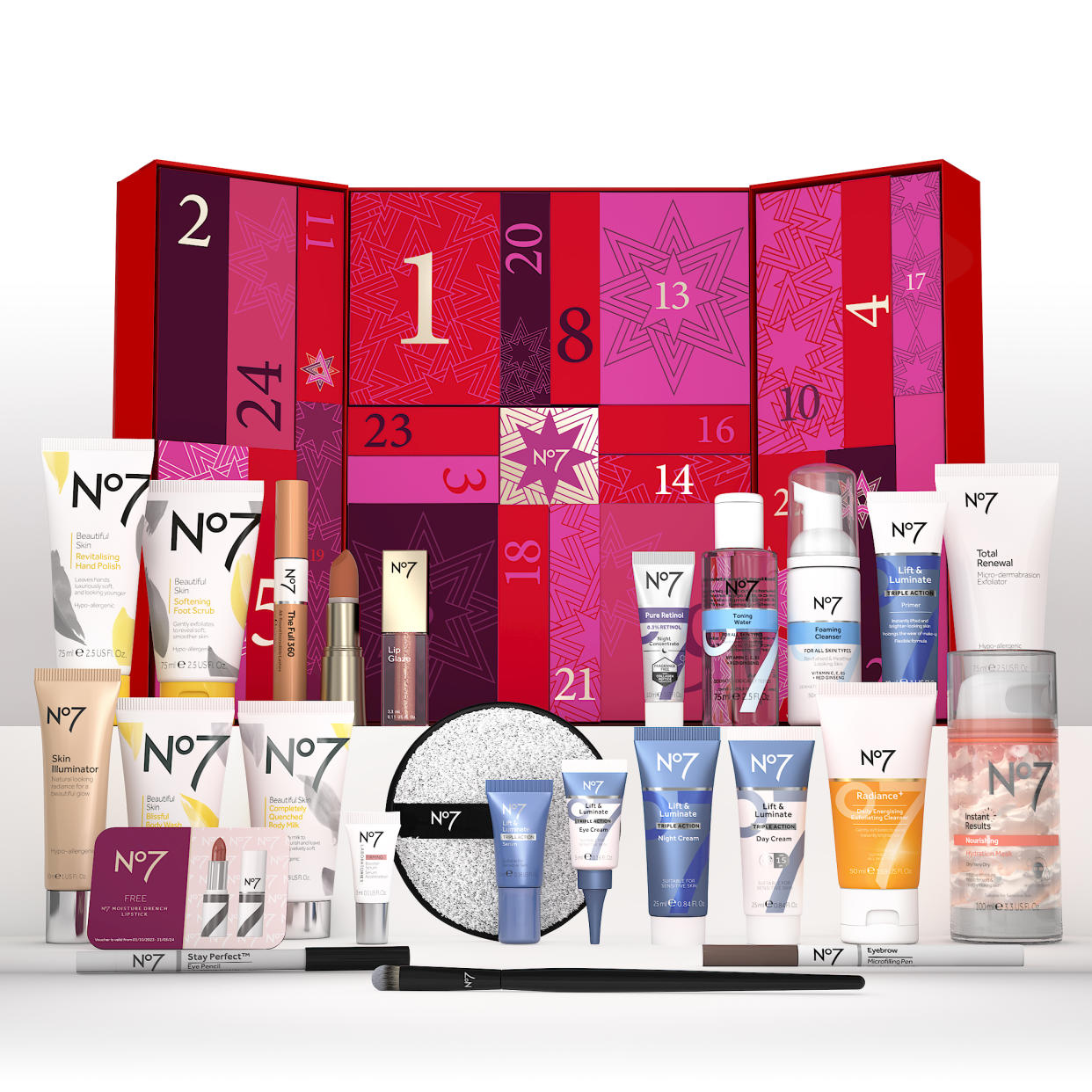 The advent calendars feature 100% new colour cosmetics for this year. (No7 / Boots)