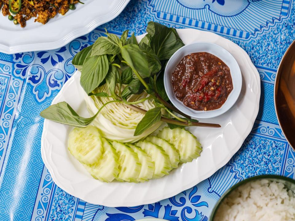 Shrimp paste relish is always on the table in Thai restaurants (Luke Farrell)