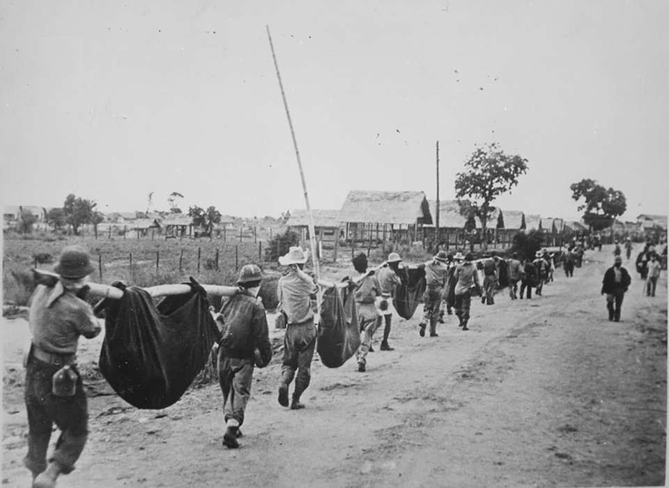 After the Japanese bombed Pearl Harbor, they invaded Luzon, Philippines in January 1942. Despite insufficient supplies, American and Filipino troops were able to fight for three months. Eventually, they surrendered to Japanese troops and were forced into the Bataan Death March—where some of the most horrific war crimes were committed by the Japanese.