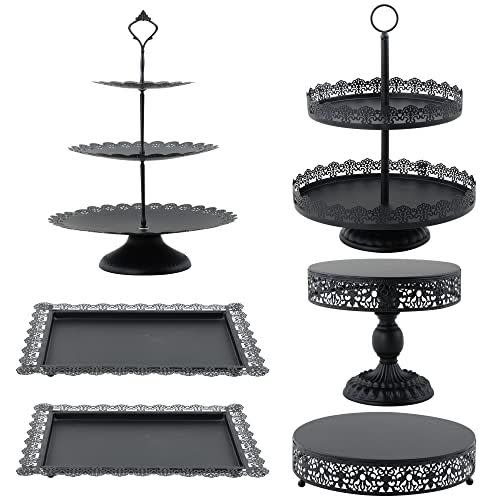 17) GMWD 6-Piece Black Cake Stands Set