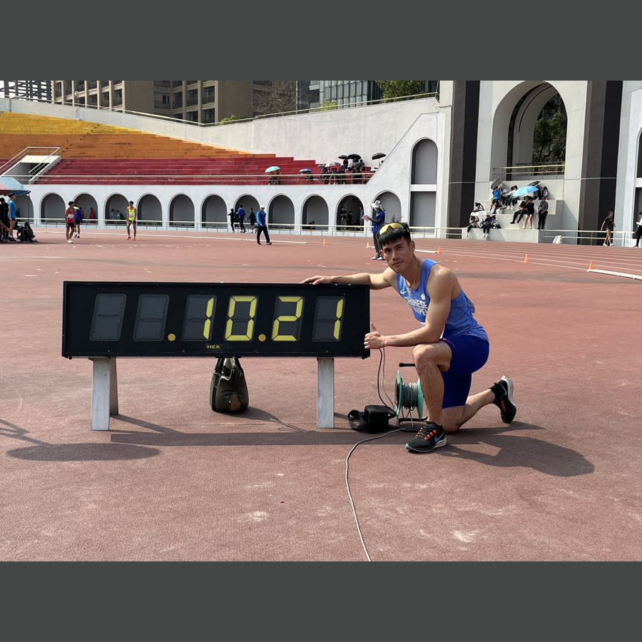 楊俊瀚在青年盃跑出10秒21，打破大會紀錄奪金。記者劉肇育／攝影