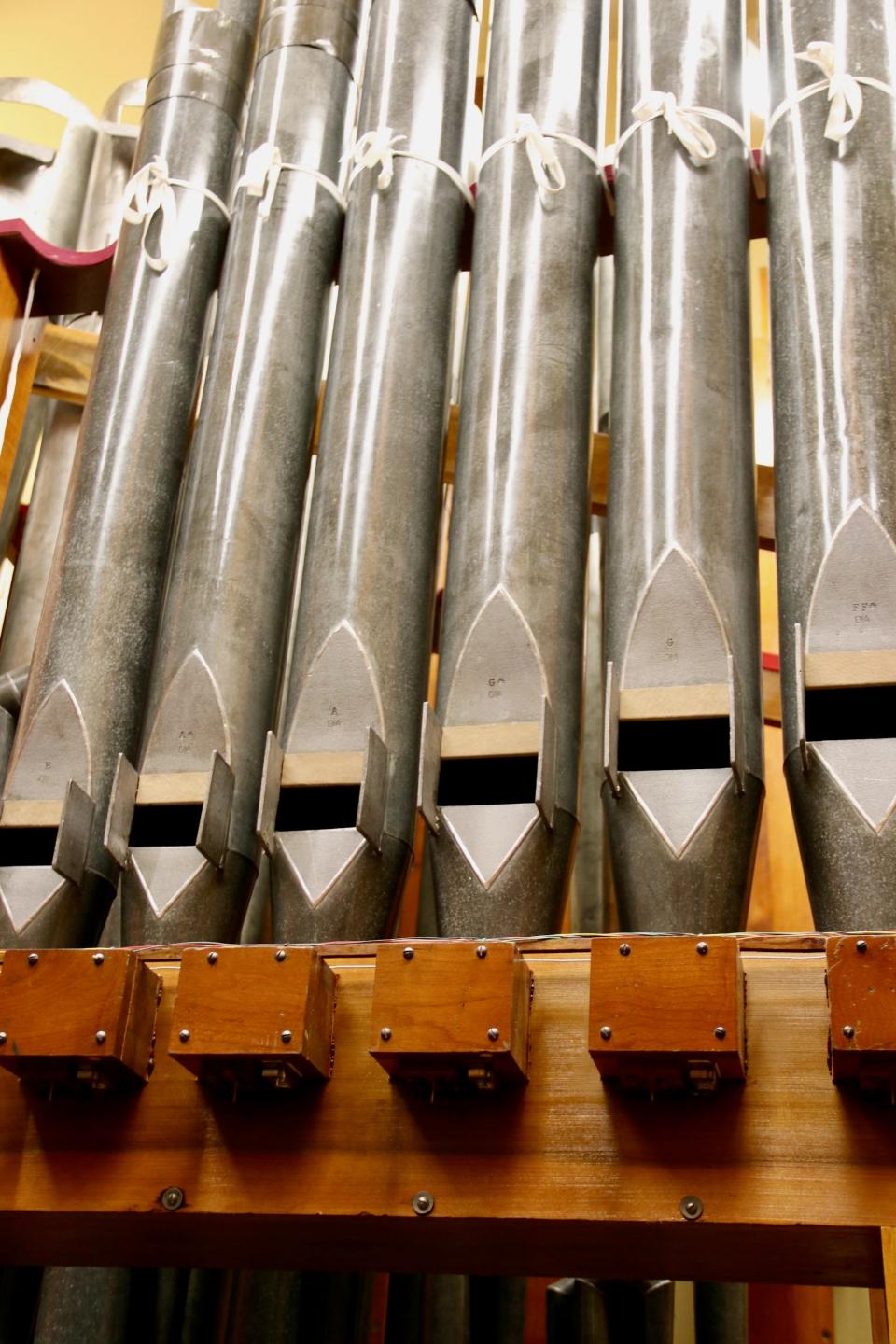 A look at some of the pipes in the 1925 Wurlitzer pipe organ that's been restored for installation in Milwaukee's Oriental Theatre.