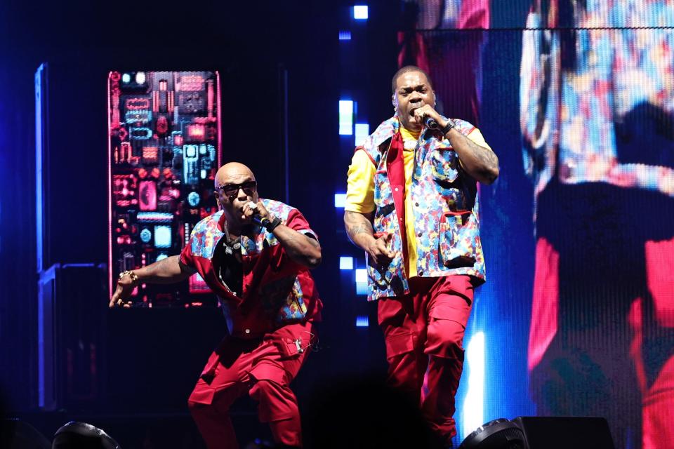 Spliff Star and Busta Rhymes were a dynamic duo at 50 Cent's The Final Lap tour stop at Barclays Center.