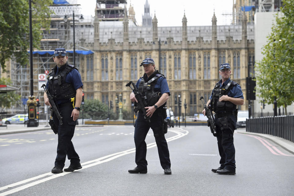 Car crash outside U.K. Parliament