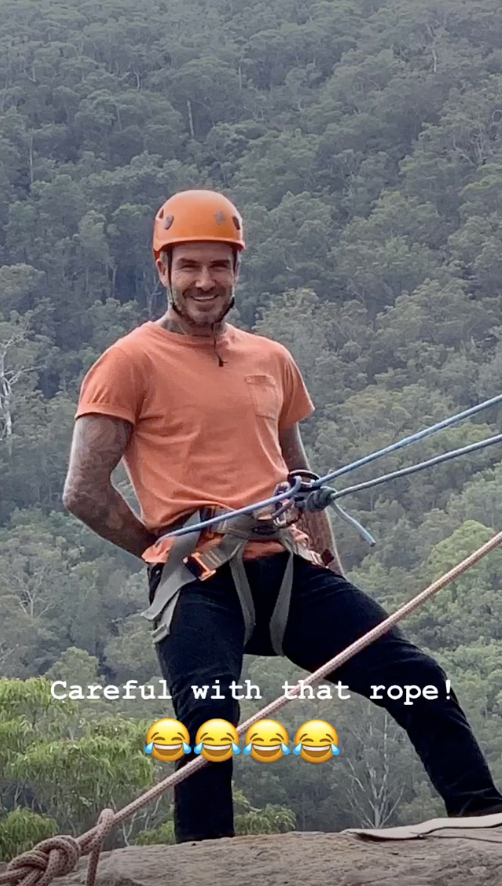 David abseiled down the cliff side. Photo: Instagram/victoriabeckham