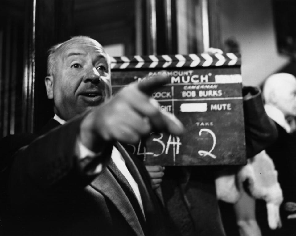 Director Alfred Hitchcock on the set of 1958's thriller "Vertigo."