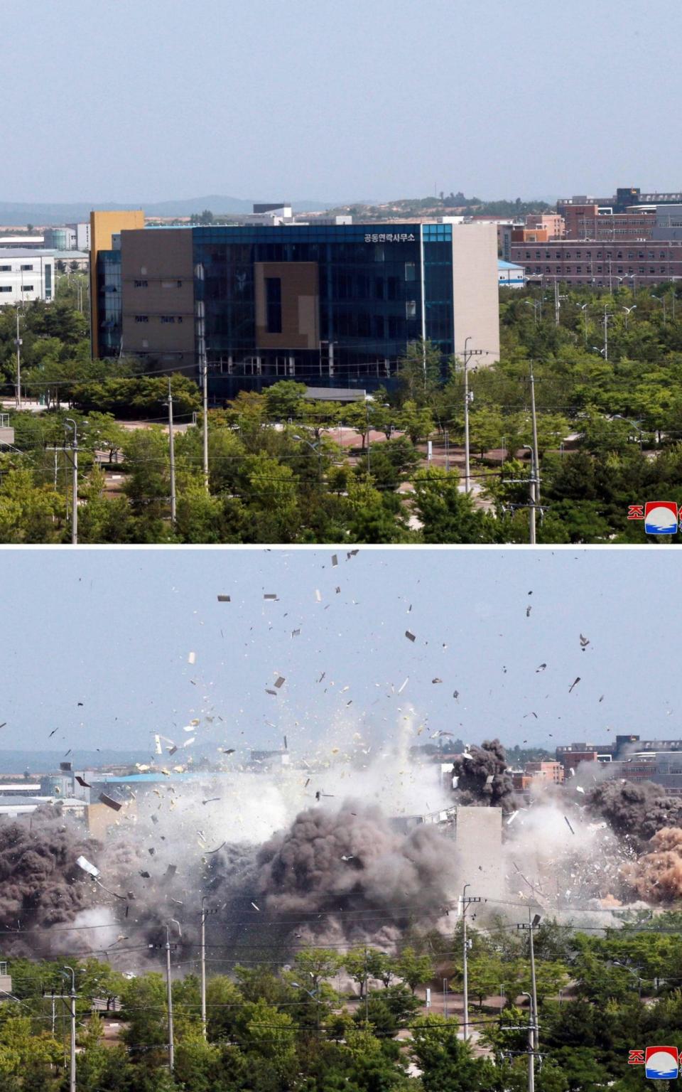 The liaison office before and after the explosion  - Newscom / Alamy Live News 